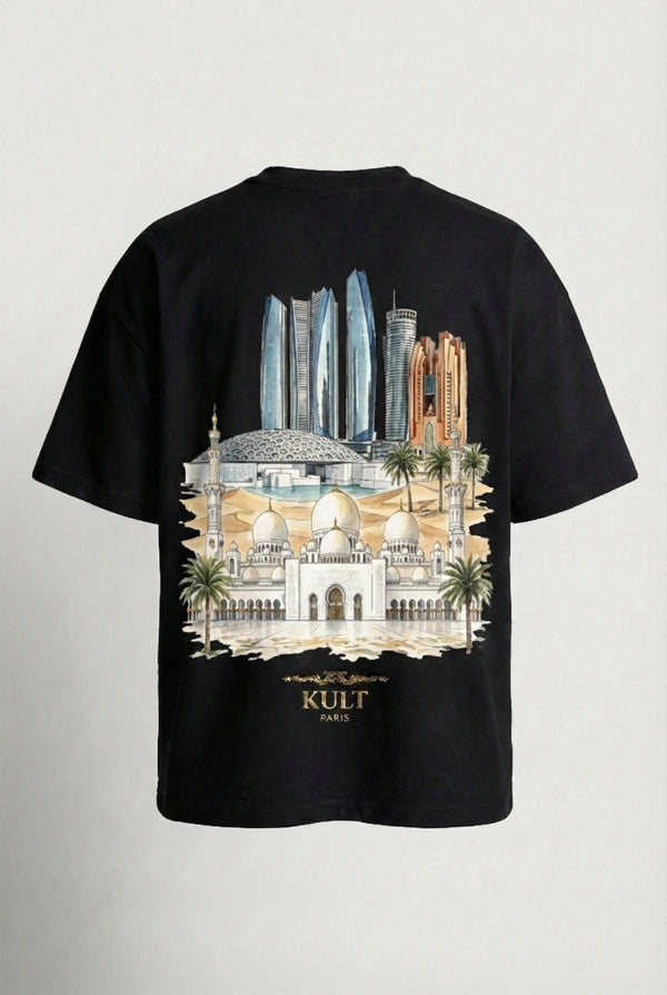 T-shirt Oversized Noir 'Abu Dhabi Majesty' — Édition Limitée