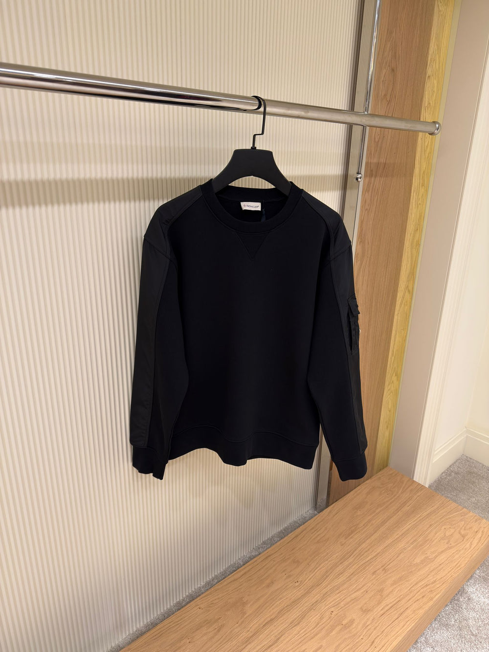 Sweat Bi-Matières Noir — Coton & Empiècements Matelassés