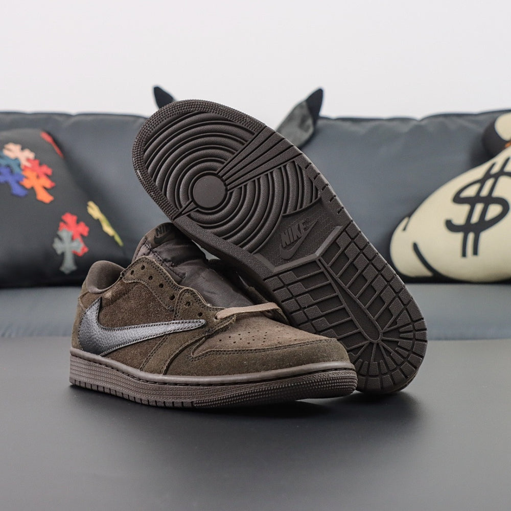 Sneakers Basses Cuir Noir & Daim Marron 'Velvet Brown'