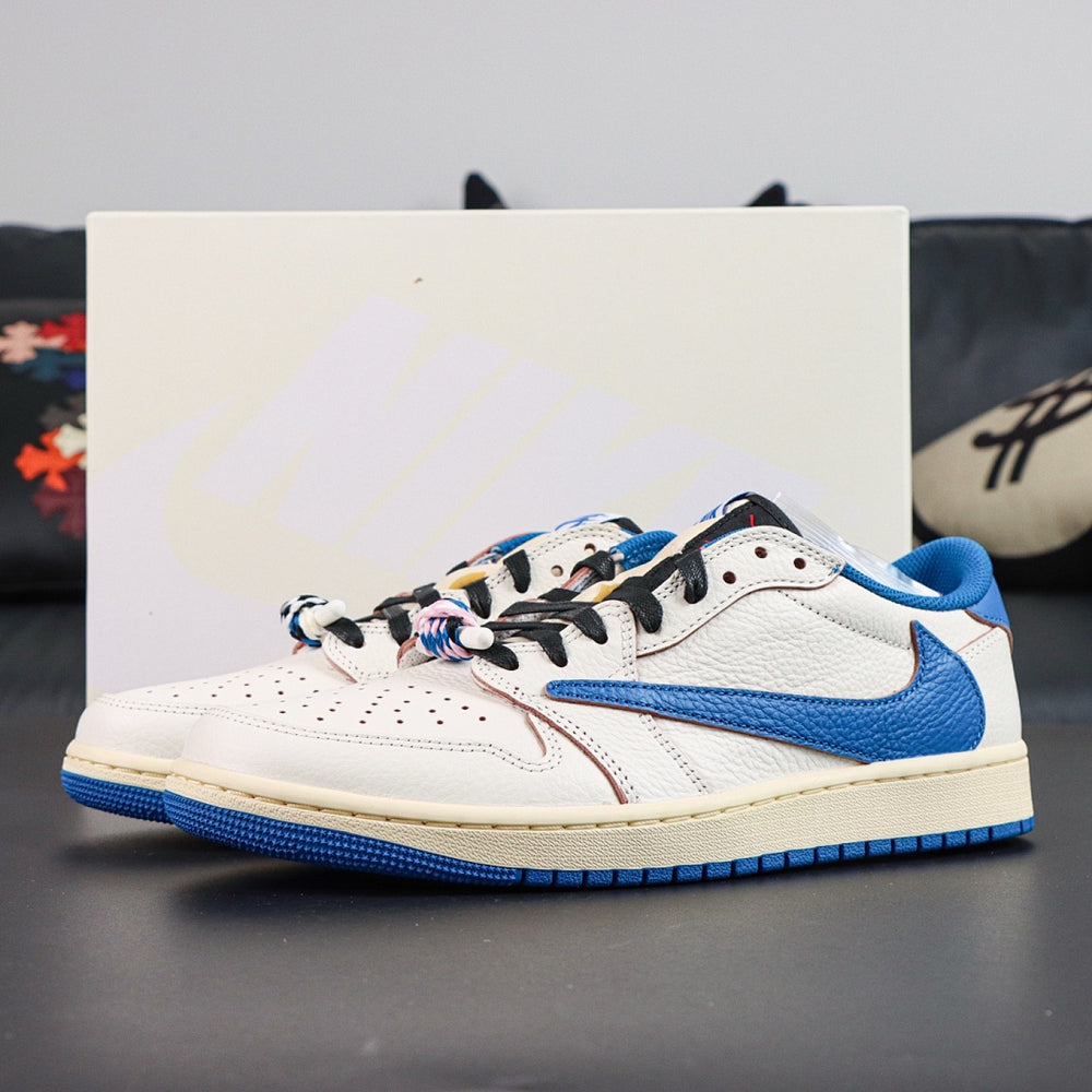 Travis Scott x Air Jordan 1 Retro Low OG SP Fragment Sail Military Blue