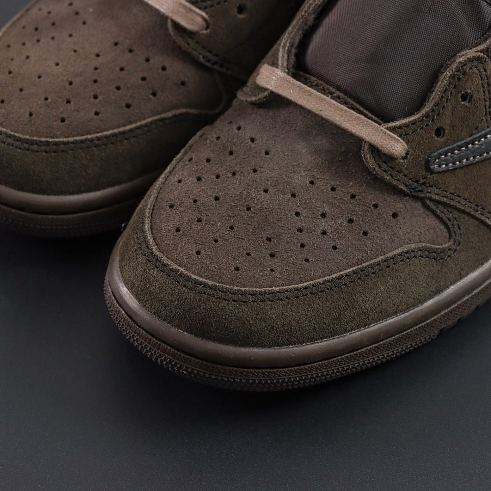 Sneakers Basses Cuir Noir & Daim Marron 'Velvet Brown'
