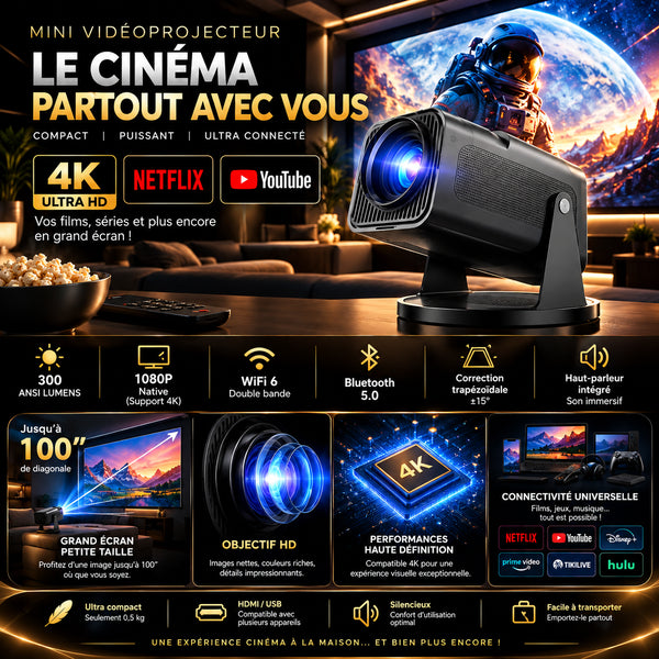 Kult - Mini projecteur Full HD, image jusqu'à 200"