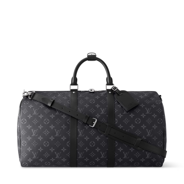 Sac de Voyage Toile Monogrammée Noire 50 cm — Bandoulière