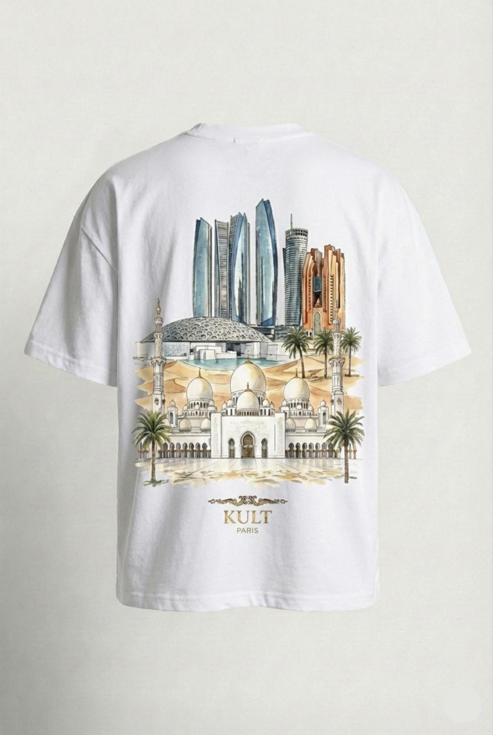 T-shirt Oversized Blanc 'Abu Dhabi Majesty' — Édition Limitée