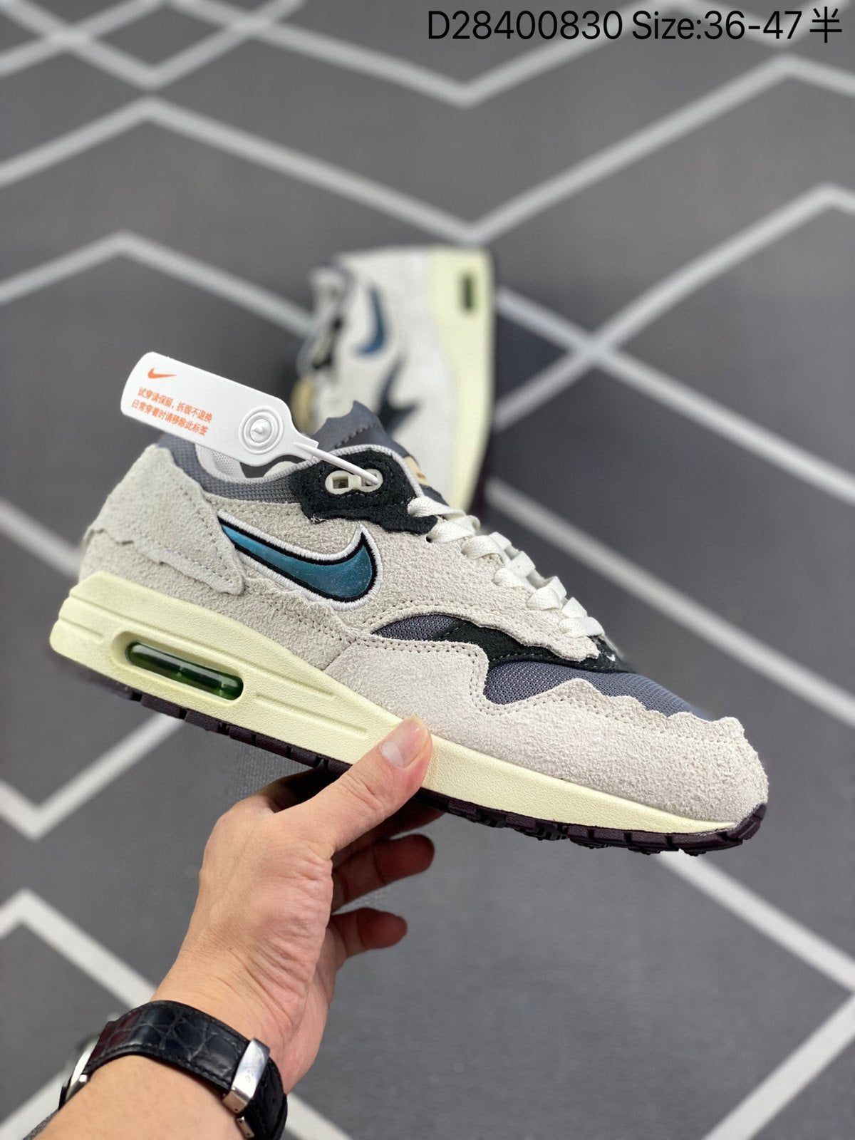 Nike Air Max 1 'Gris Crème Bleu' — vue 4
