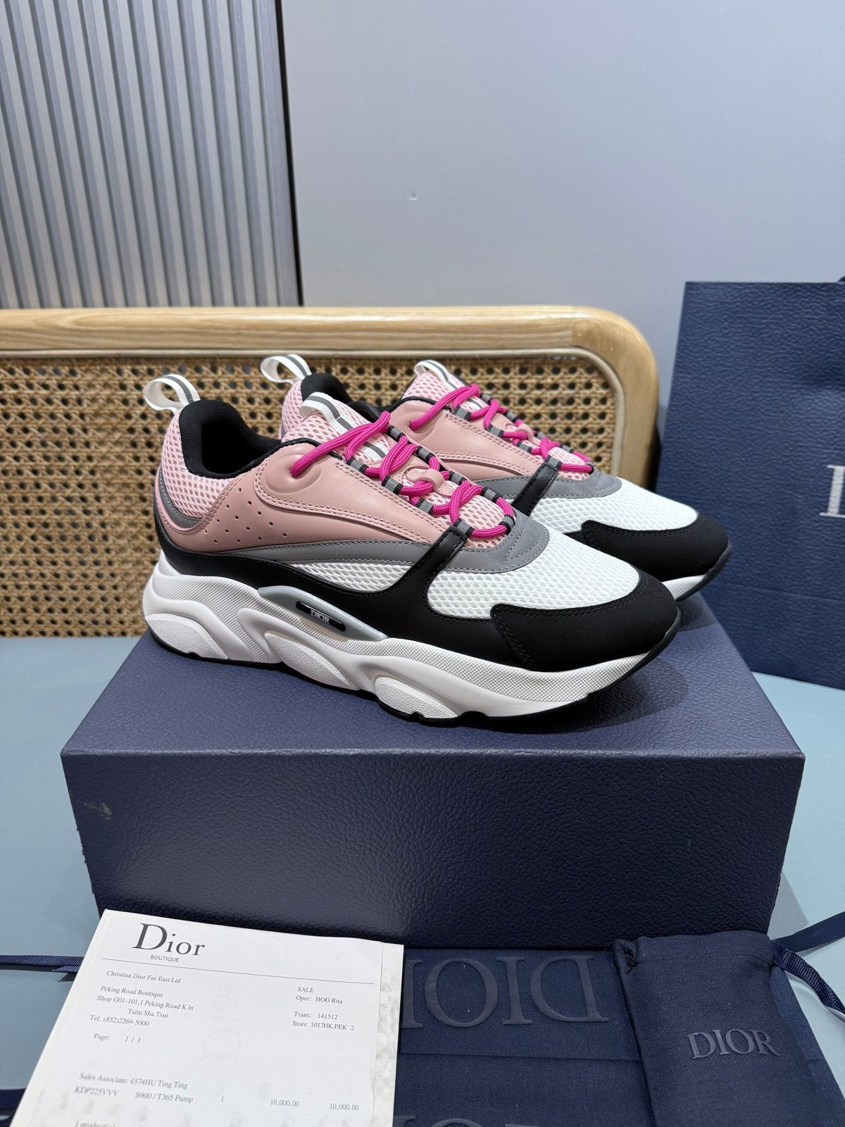 Sneakers B22 'Noir Blanc Rose' — vue 3