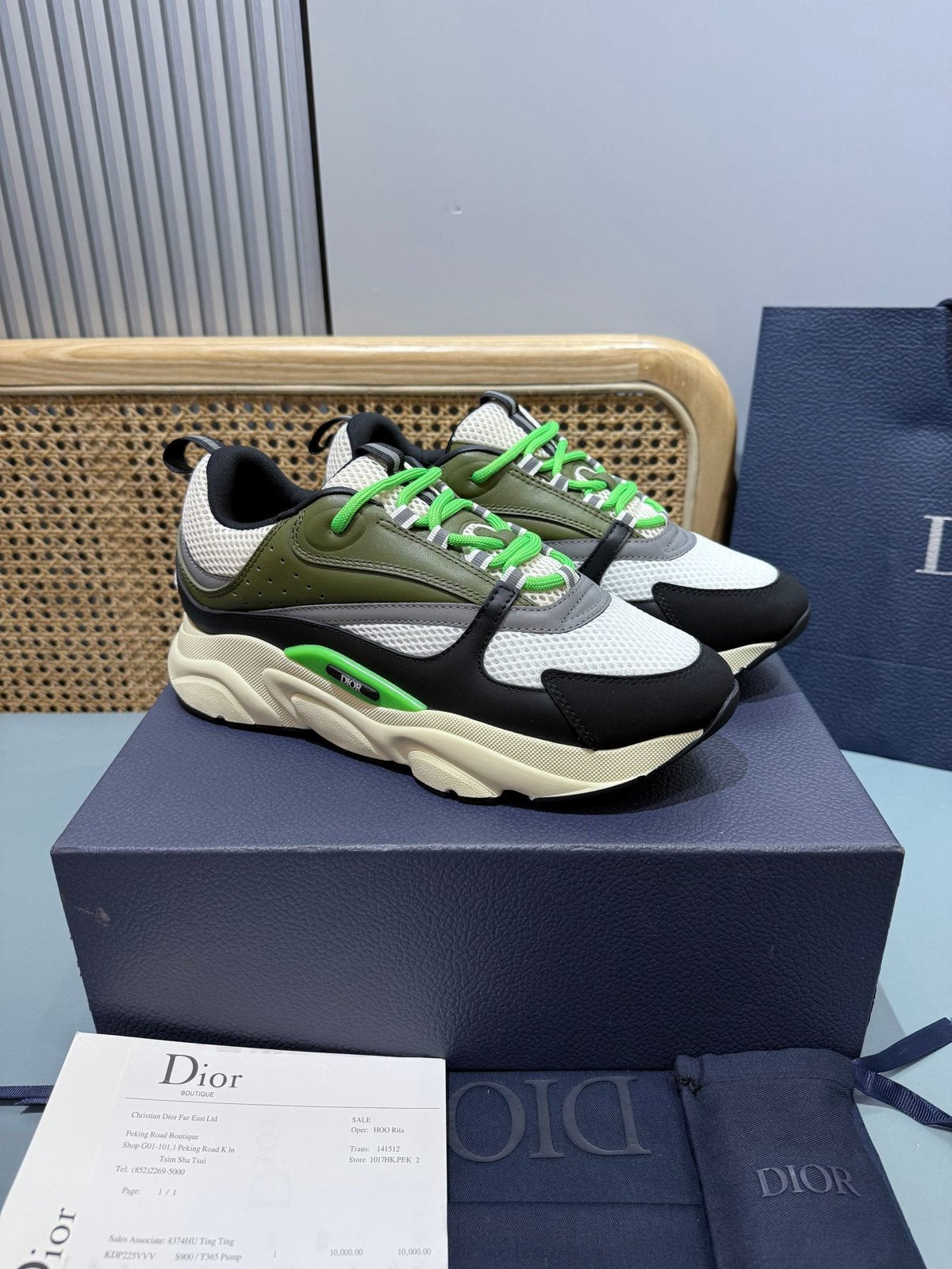 Sneakers B22 'Noir Blanc Vert' — vue 3