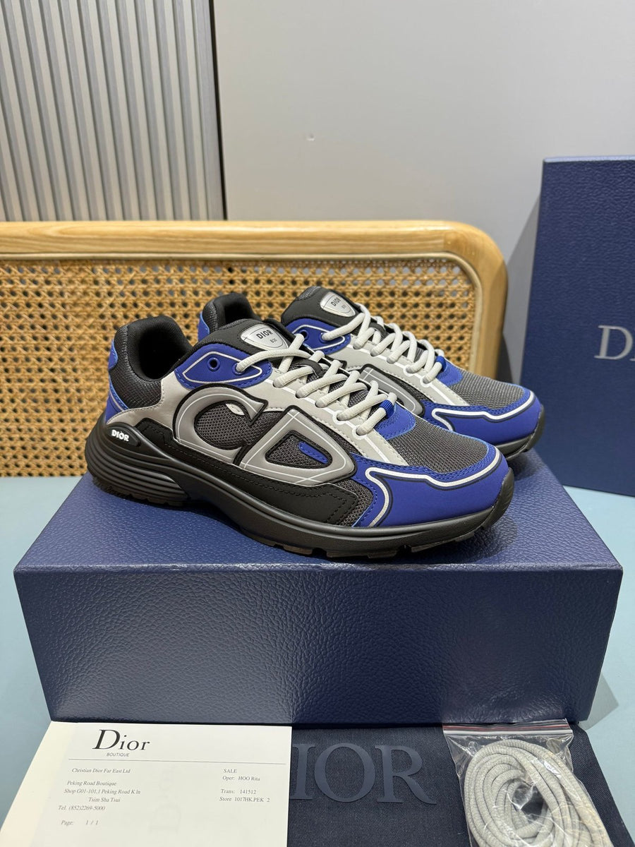 Sneakers B30 'Noir et Bleu Roi Semelle Noire'