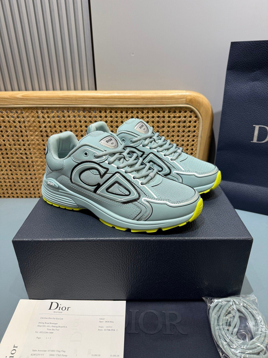 Sneakers B30 'Vert d'Eau et Jaune Fluo'