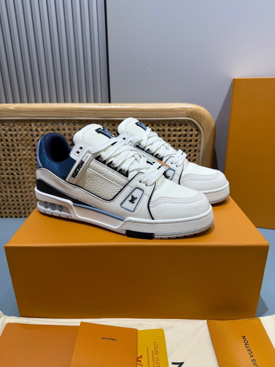 Sneakers Trainer 'Blanc Marine Liseré'