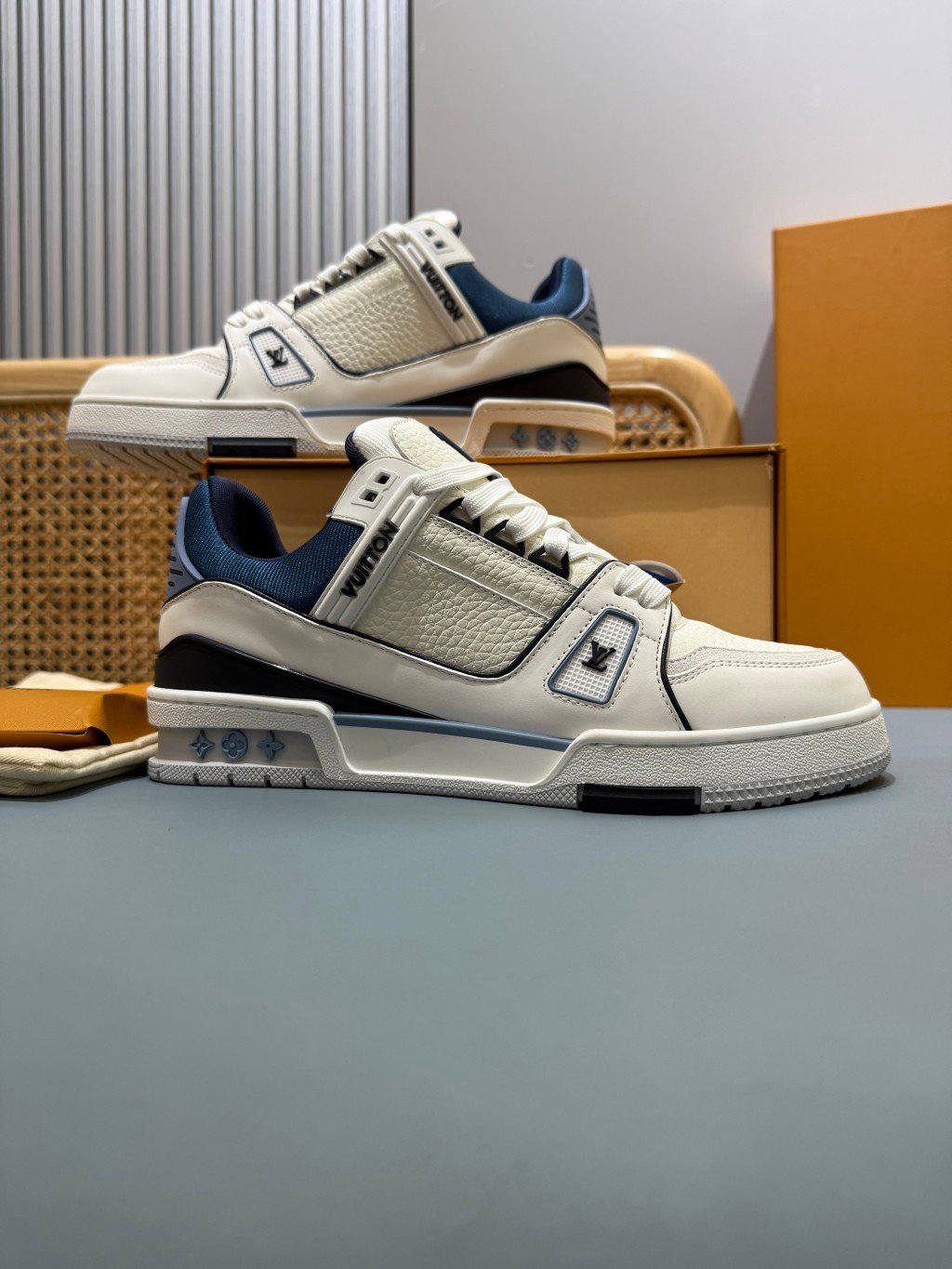 Sneakers Trainer 'Blanc Marine Liseré' — vue 5