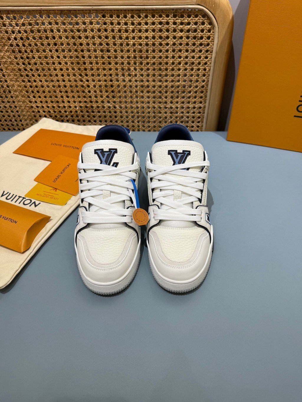 Sneakers Trainer 'Blanc Marine Liseré' — vue 17