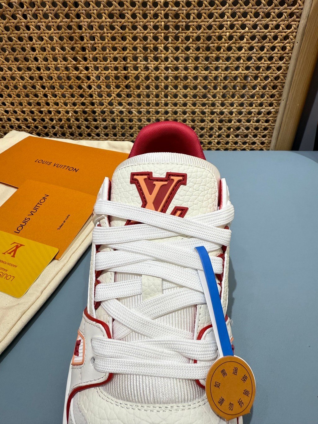 Sneakers Trainer 'Blanc Rouge Liseré Fin' — vue 7