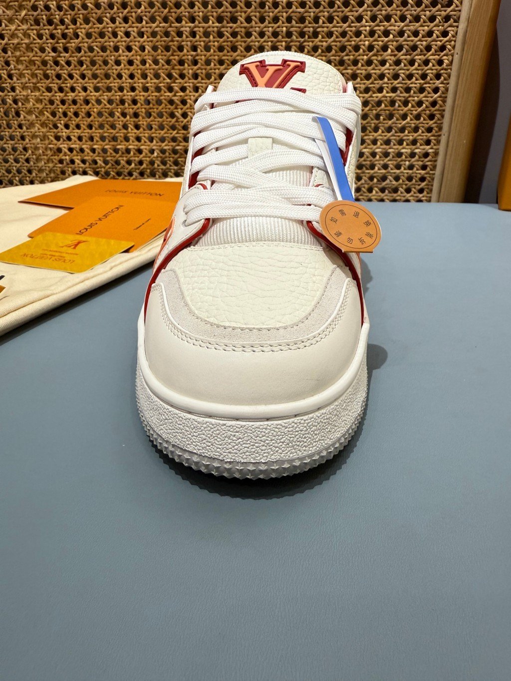 Sneakers Trainer 'Blanc Rouge Liseré Fin' — vue 8