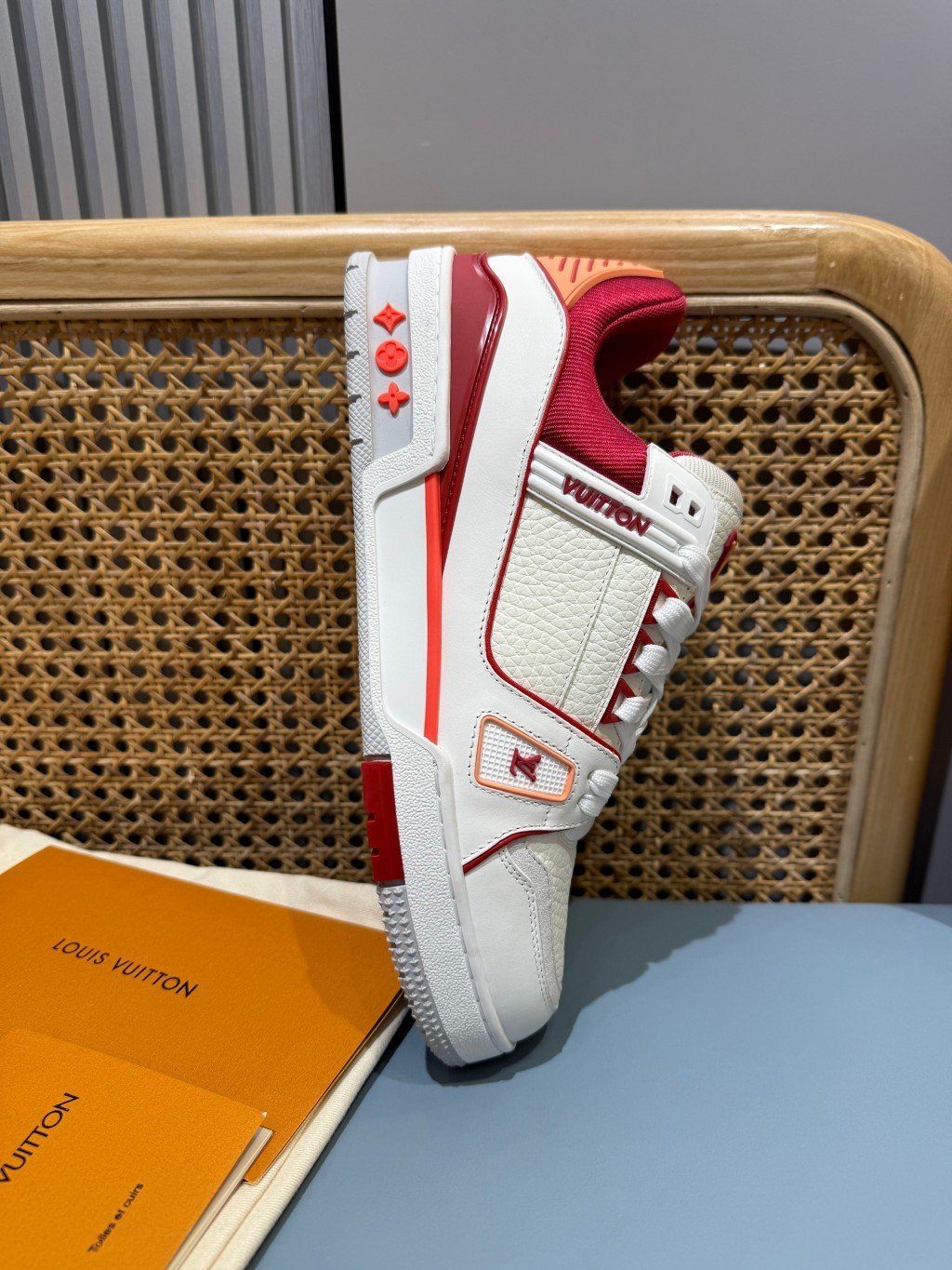 Sneakers Trainer 'Blanc Rouge Liseré Fin' — vue 13