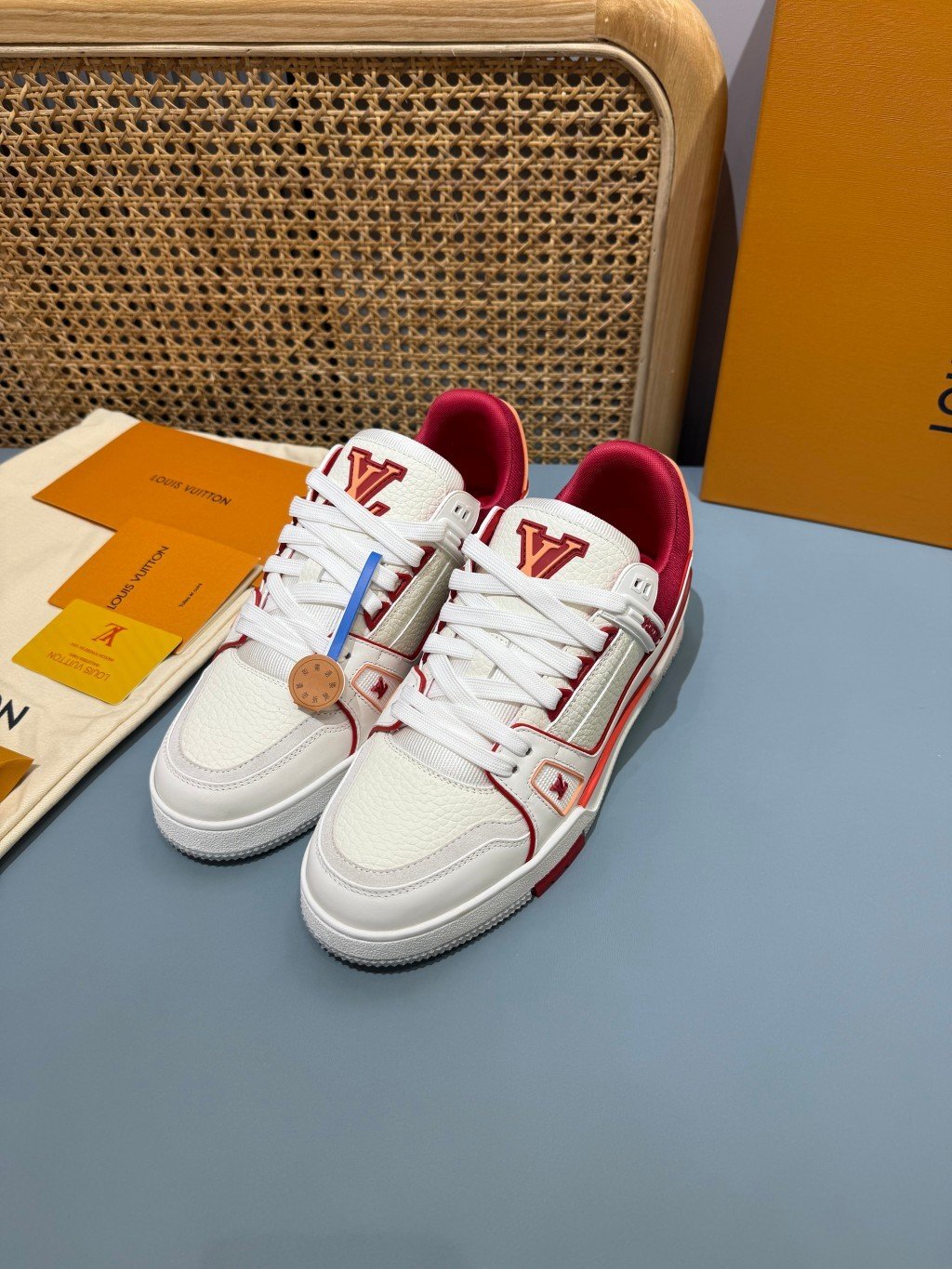 Sneakers Trainer 'Blanc Rouge Liseré Fin' — vue 15