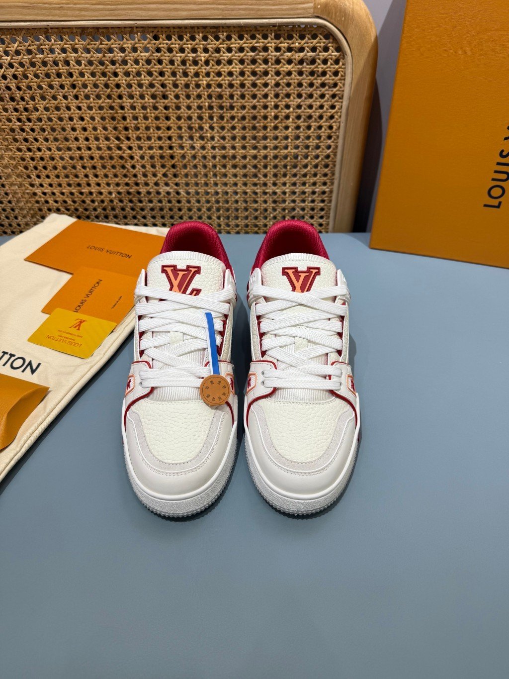 Sneakers Trainer 'Blanc Rouge Liseré Fin' — vue 17