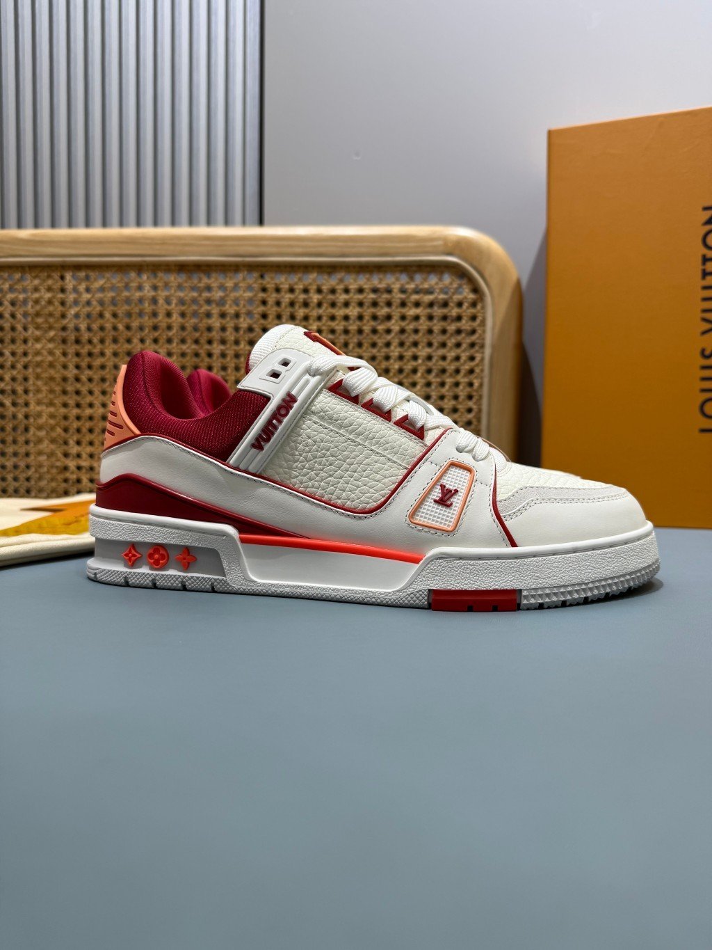 Sneakers Trainer 'Blanc Rouge Liseré Fin' — vue 21