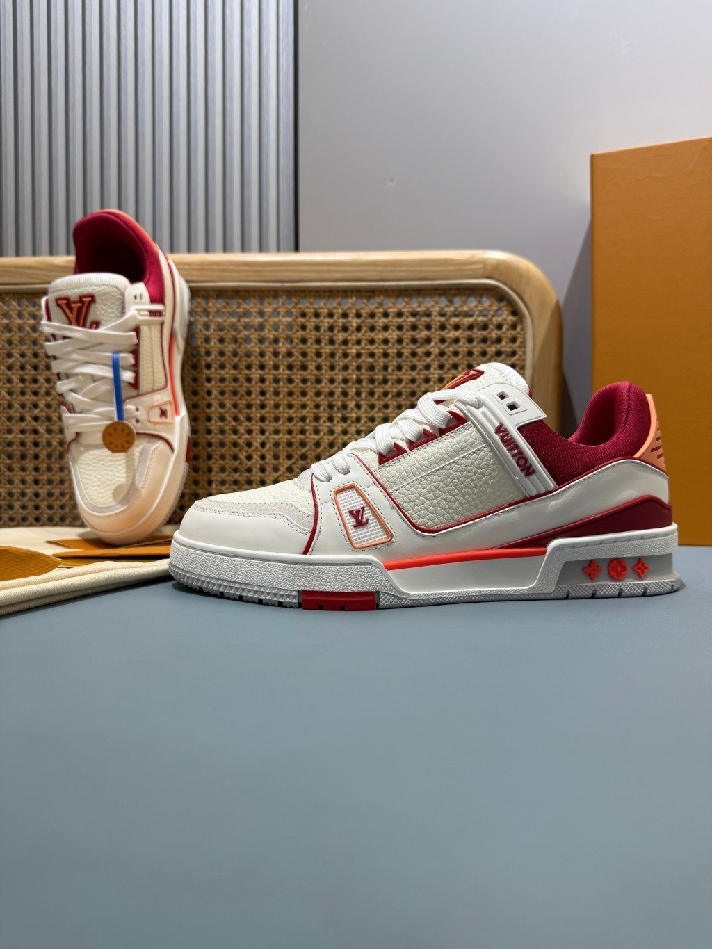 Sneakers Trainer 'Blanc Rouge Liseré Fin' — vue 24