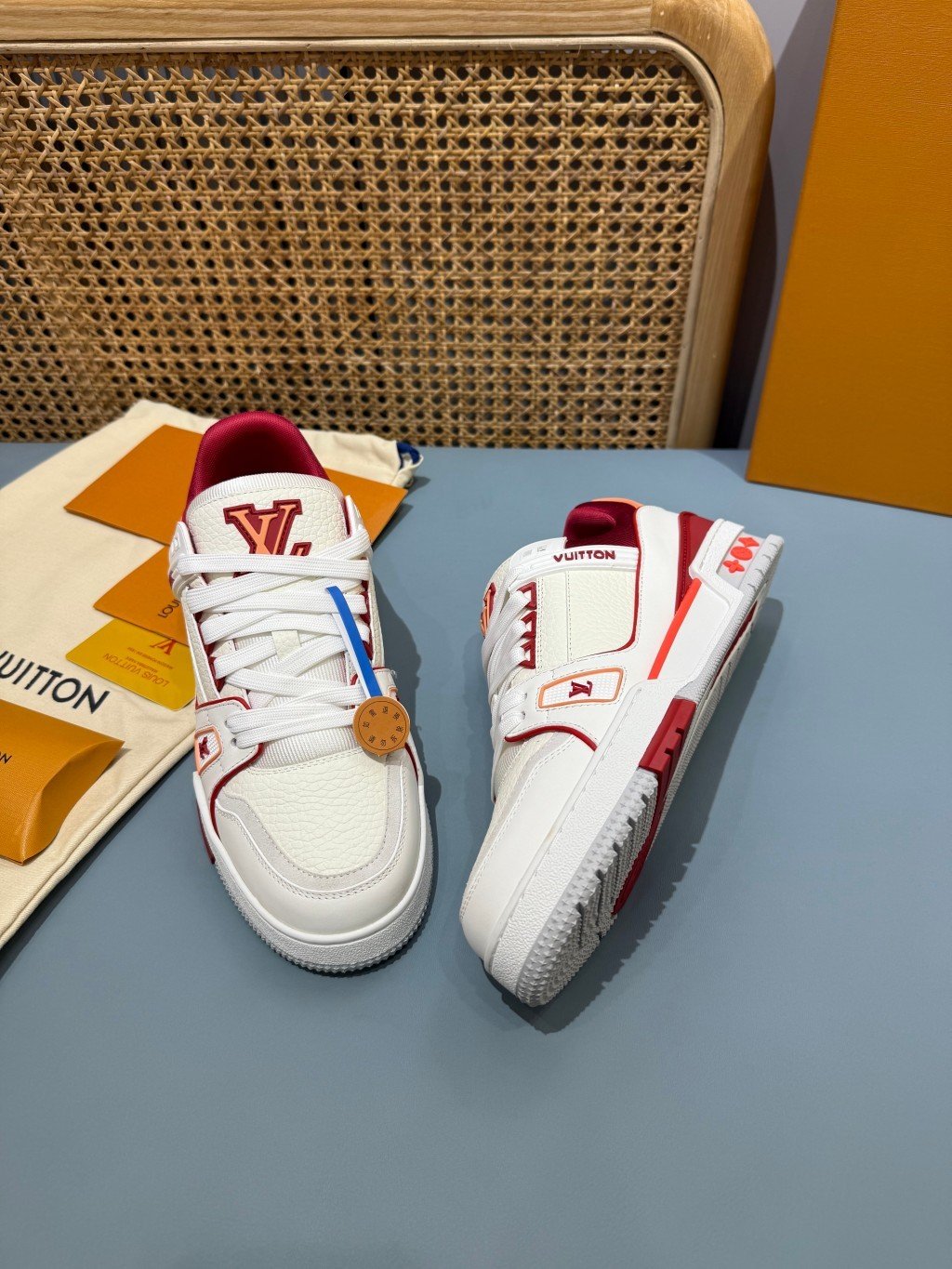 Sneakers Trainer 'Blanc Rouge Liseré Fin' — vue 25