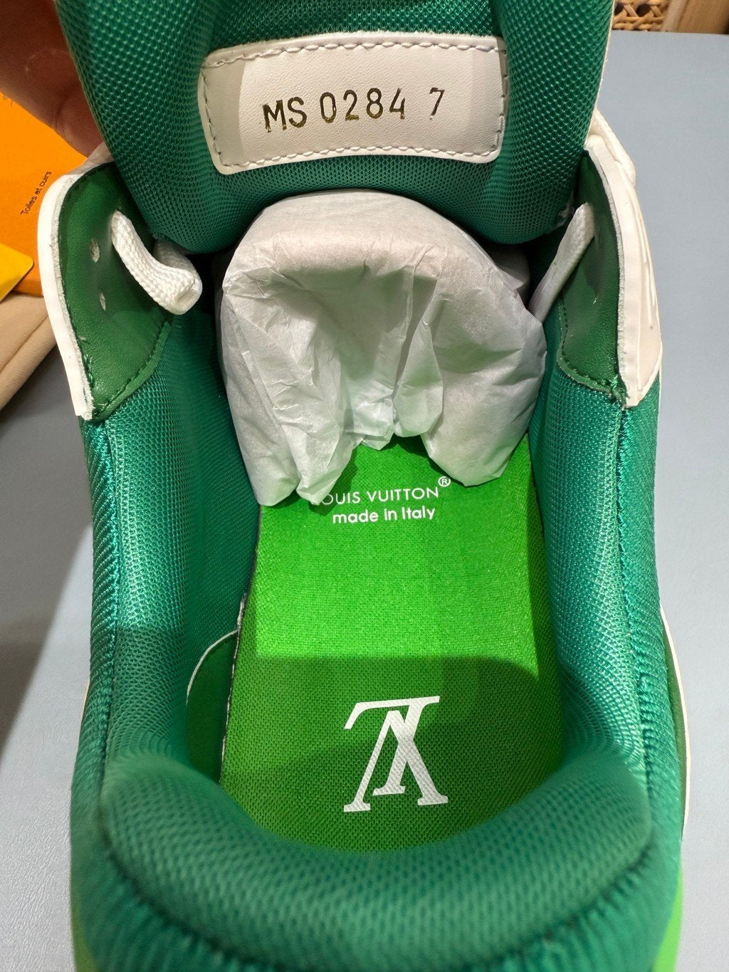 Sneakers Trainer 'Blanc Vert Liseré' — vue 6