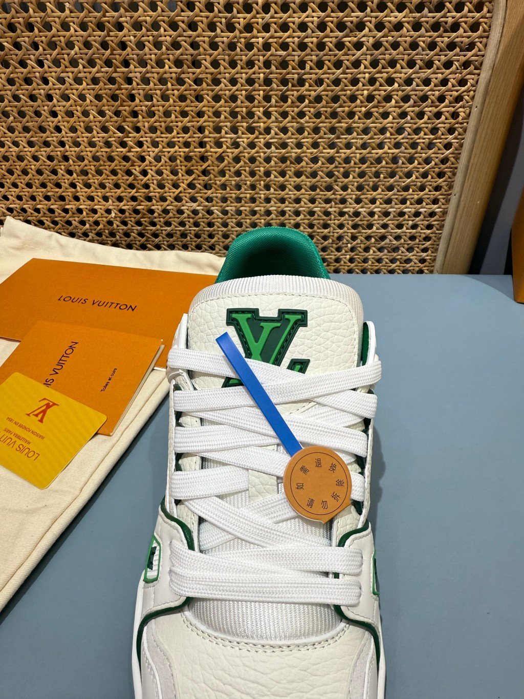Sneakers Trainer 'Blanc Vert Liseré' — vue 8