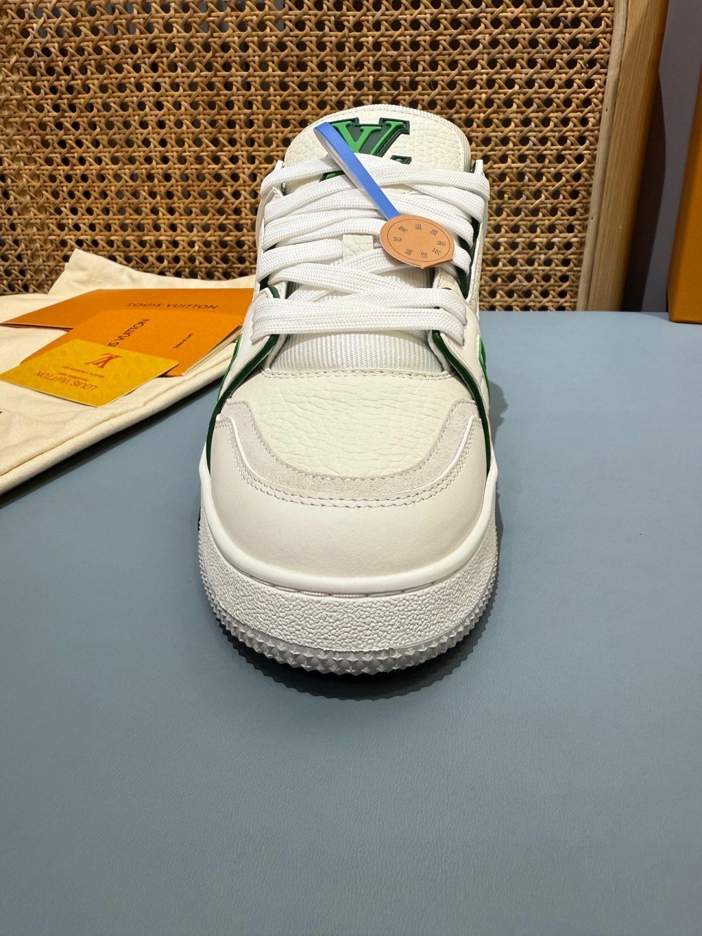 Sneakers Trainer 'Blanc Vert Liseré' — vue 9