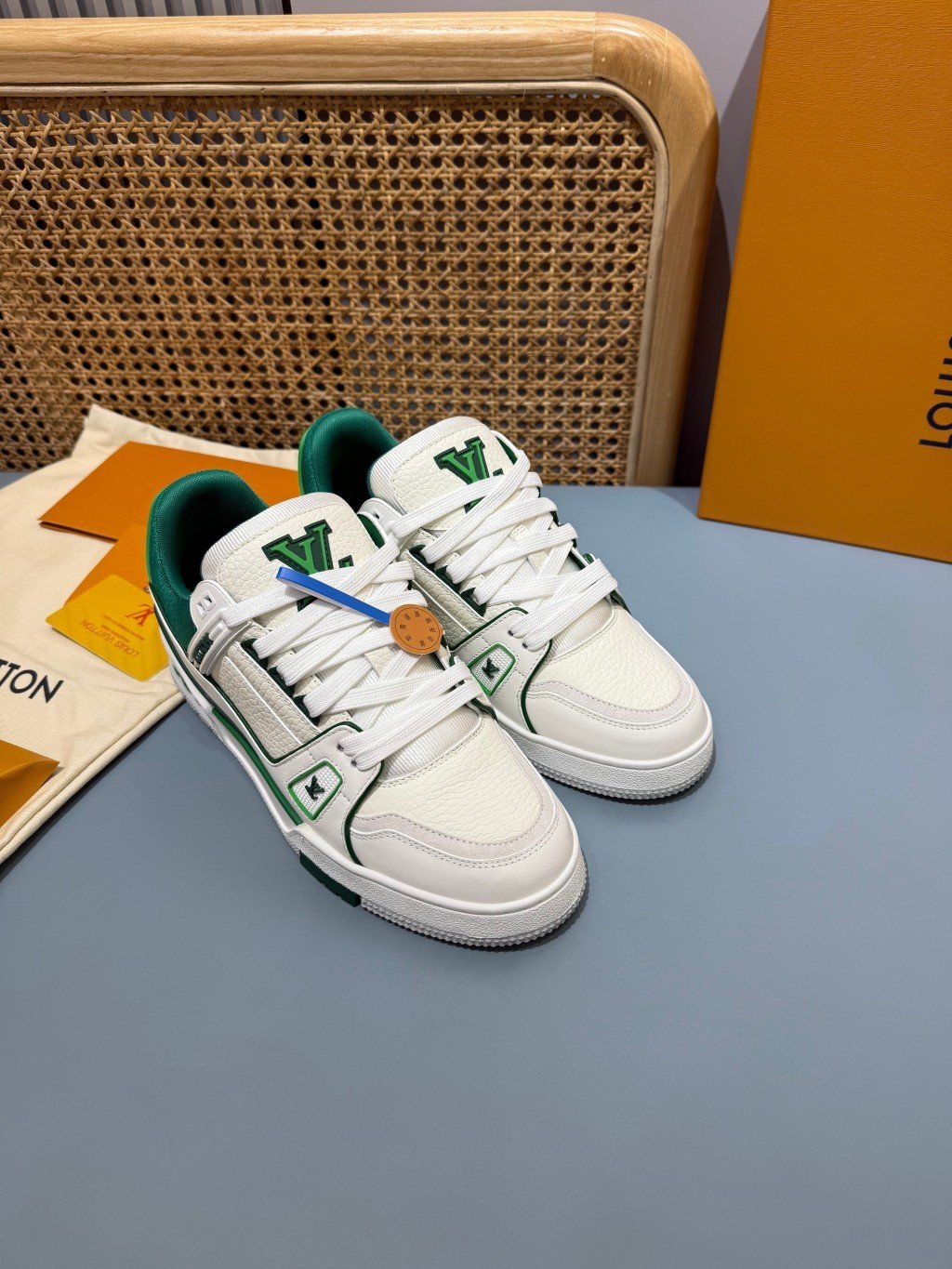 Sneakers Trainer 'Blanc Vert Liseré' — vue 17