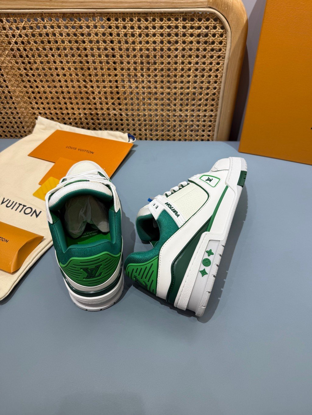 Sneakers Trainer 'Blanc Vert Liseré' — vue 24