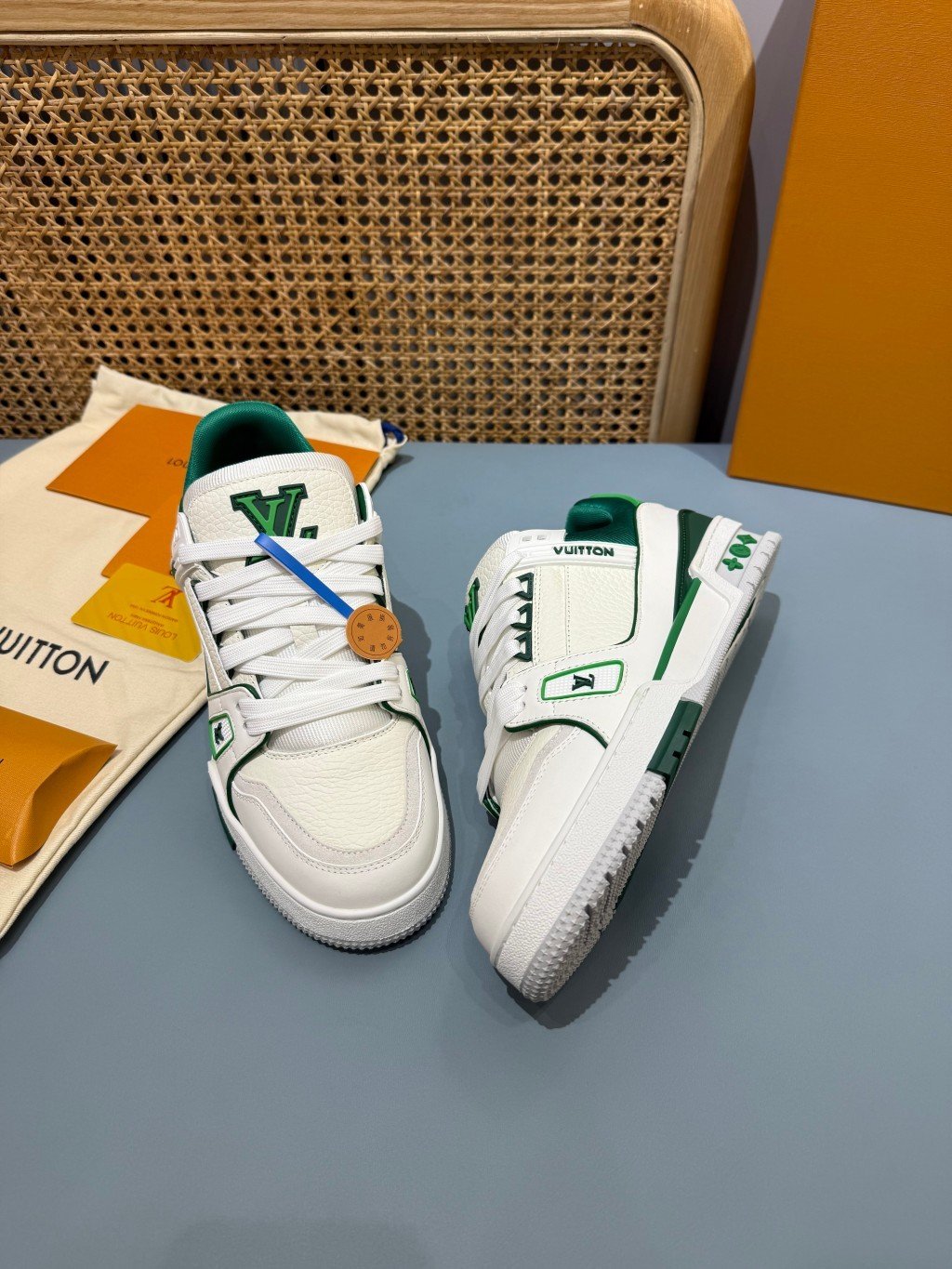 Sneakers Trainer 'Blanc Vert Liseré' — vue 26