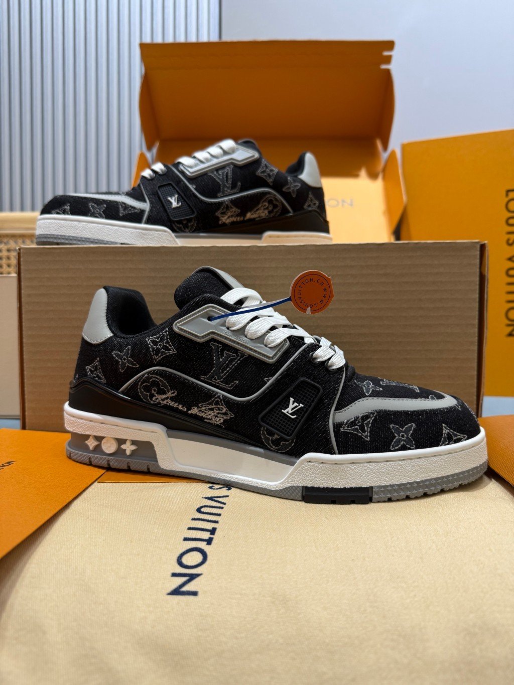 Sneakers Trainer Denim 'Denim Noir Blanc' — vue 2