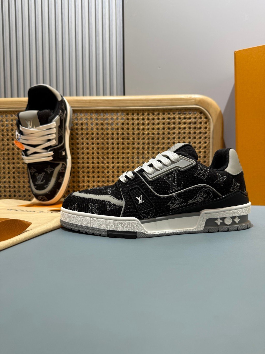 Sneakers Trainer Denim 'Denim Noir Blanc' — vue 24