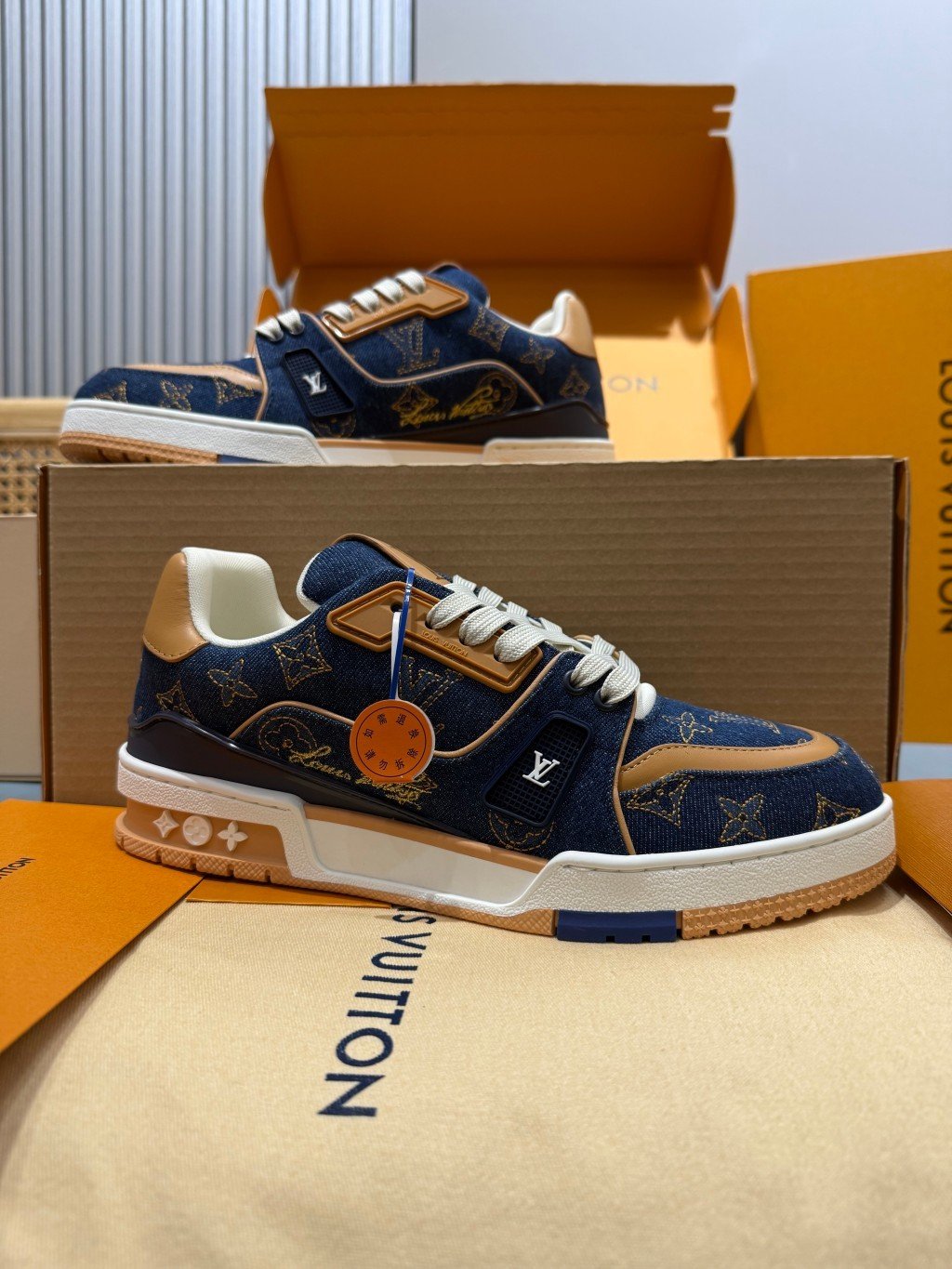Sneakers Trainer Denim 'Denim Camel' — vue 2