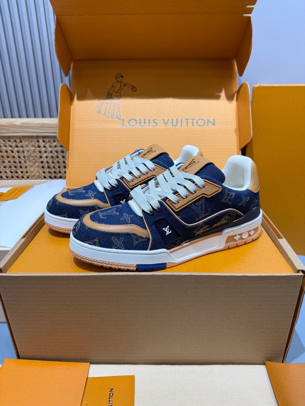 Sneakers Trainer Denim 'Denim Camel' — vue 4