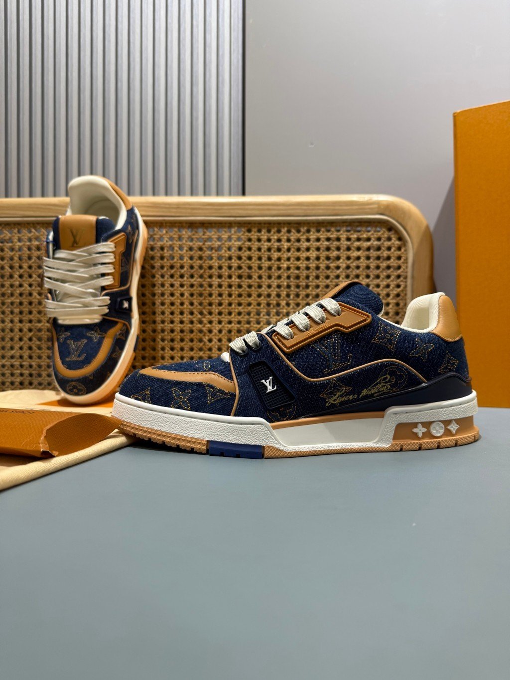 Sneakers Trainer Denim 'Denim Camel' — vue 24