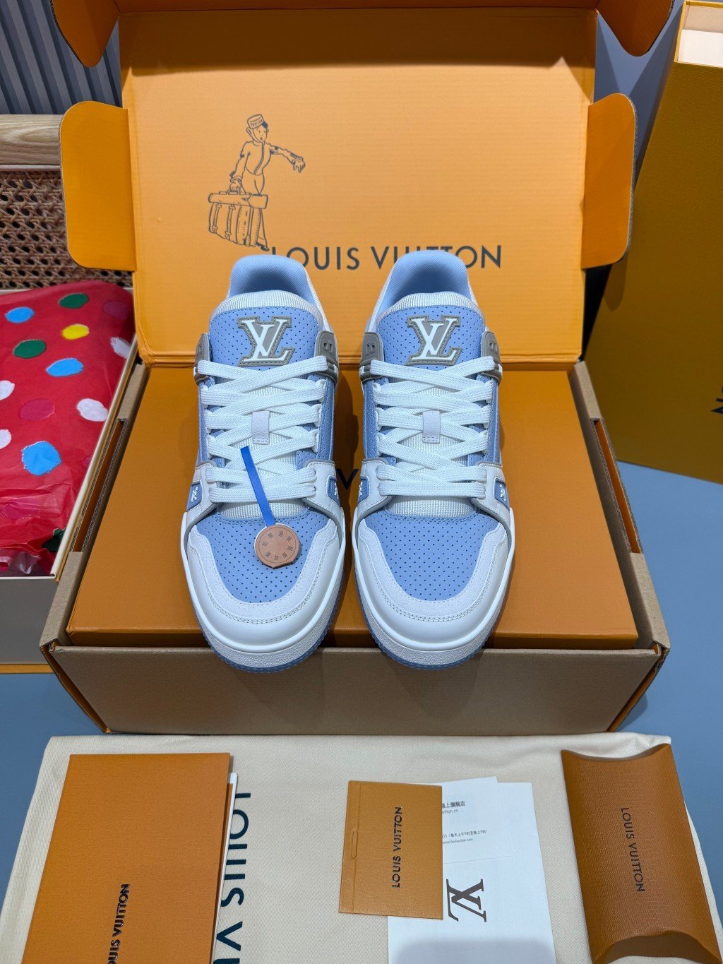 Sneakers Trainer 'Blanc Bleu Pastel' — vue 5