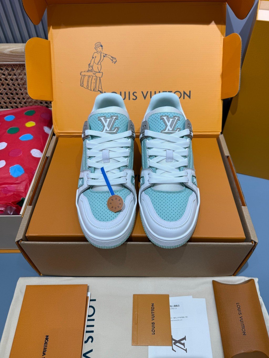 Sneakers Trainer 'Blanc Vert Menthe' — vue 5