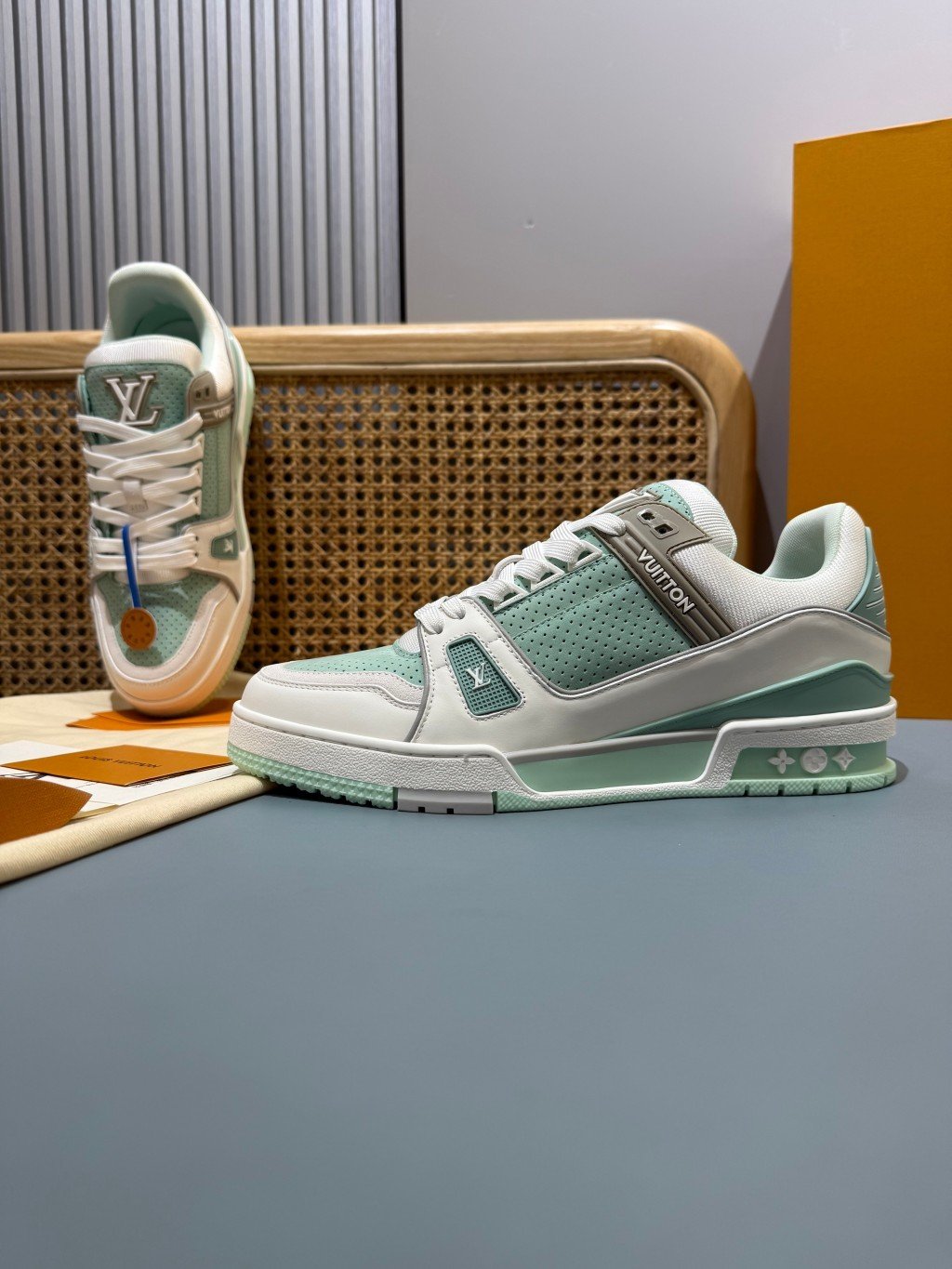 Sneakers Trainer 'Blanc Vert Menthe' — vue 24