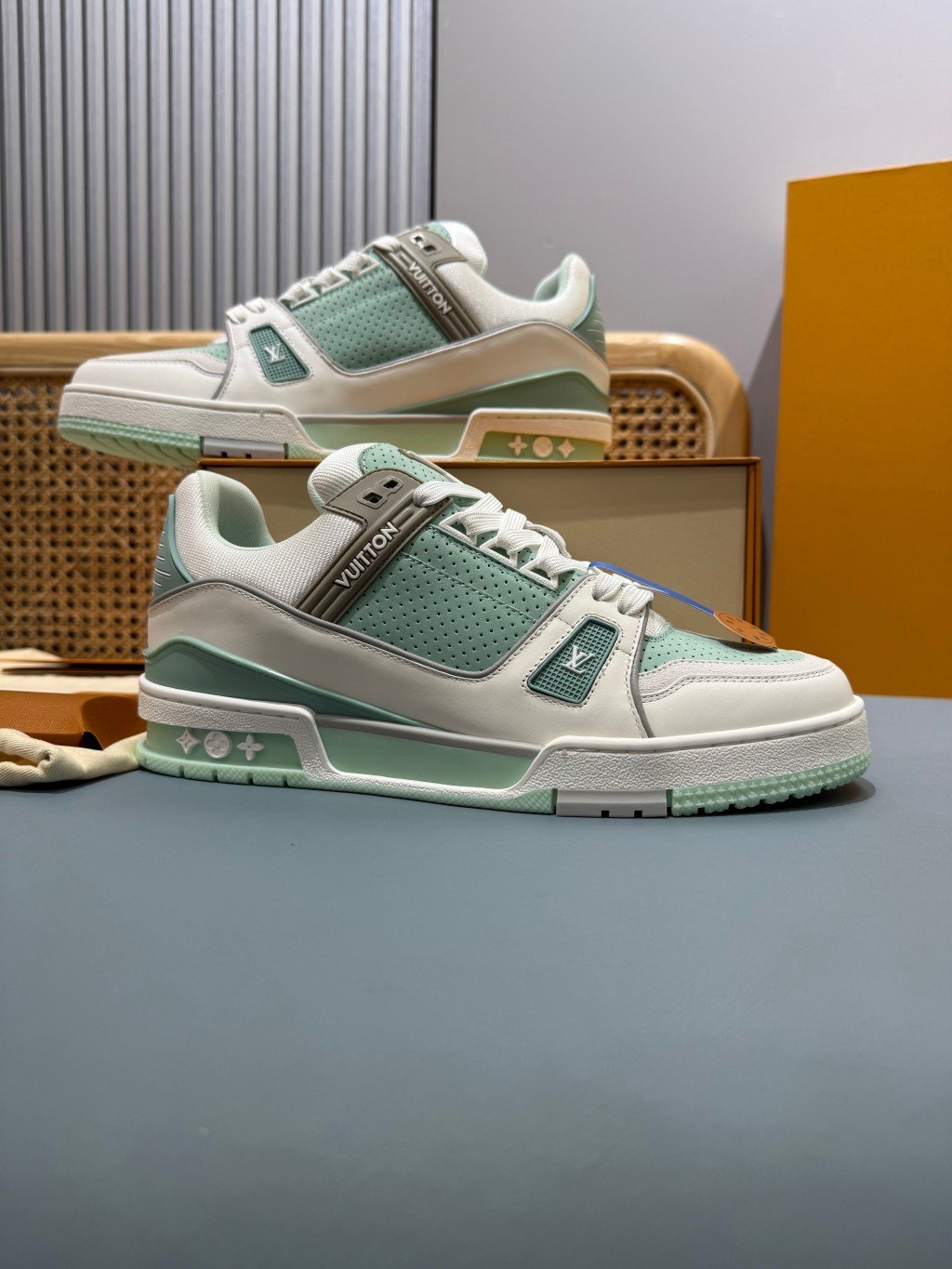 Sneakers Trainer 'Blanc Vert Menthe' — vue 30