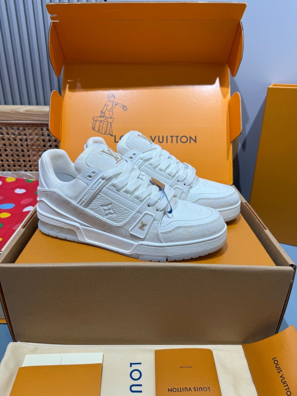 Sneakers Trainer Denim 'Blanc Nacré Monogram'