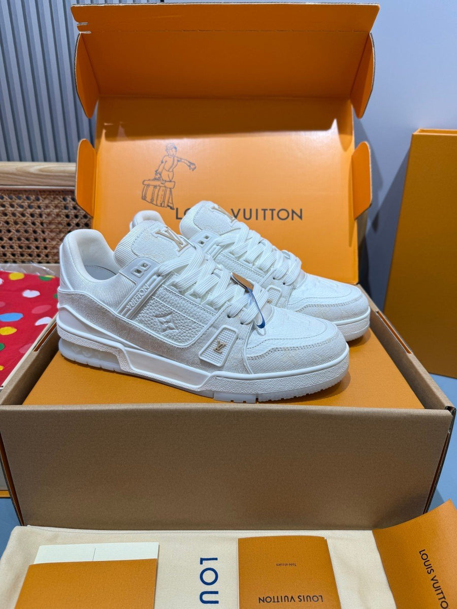 Sneakers Trainer Denim 'Blanc Nacré Monogram'