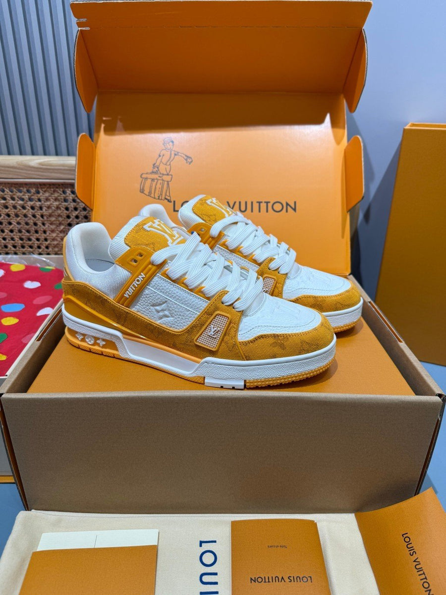 Sneakers Trainer Denim 'Blanc Jaune Monogram'