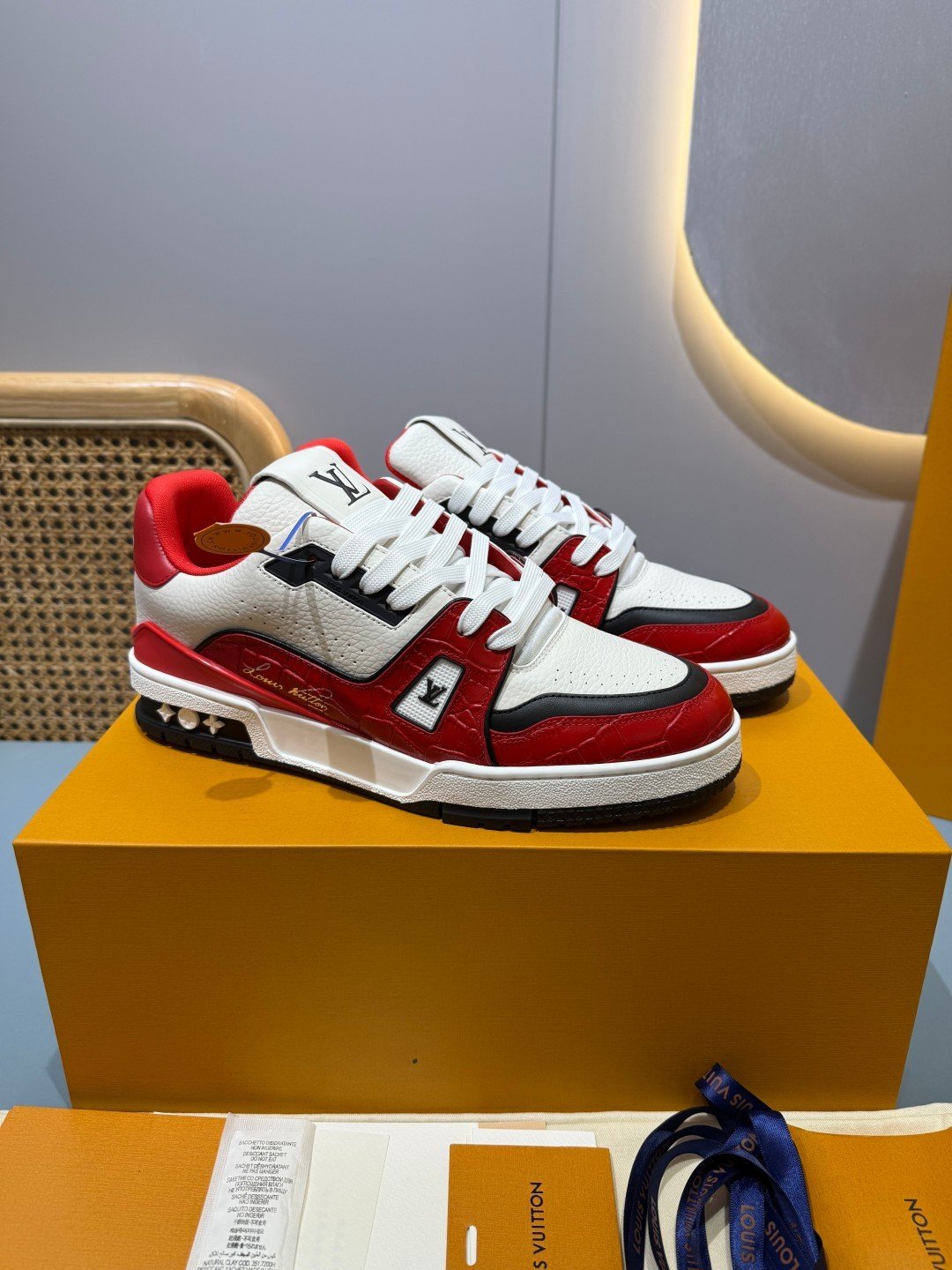 Sneakers Trainer 'Blanc Rouge Bordeaux'