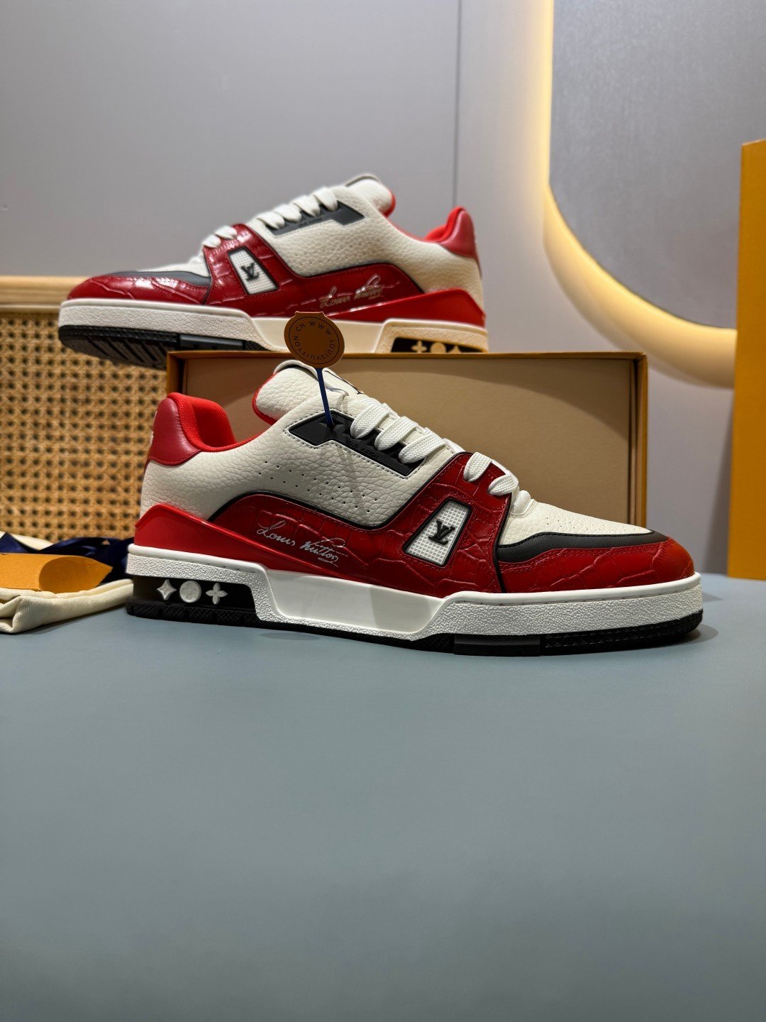 Sneakers Trainer 'Blanc Rouge Bordeaux' — vue 5