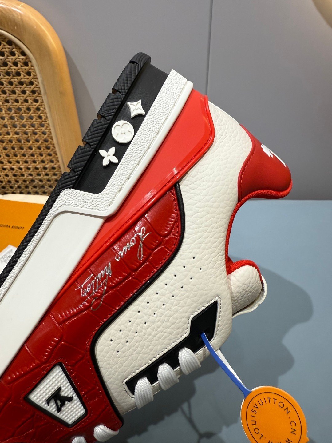 Sneakers Trainer 'Blanc Rouge Bordeaux' — vue 12
