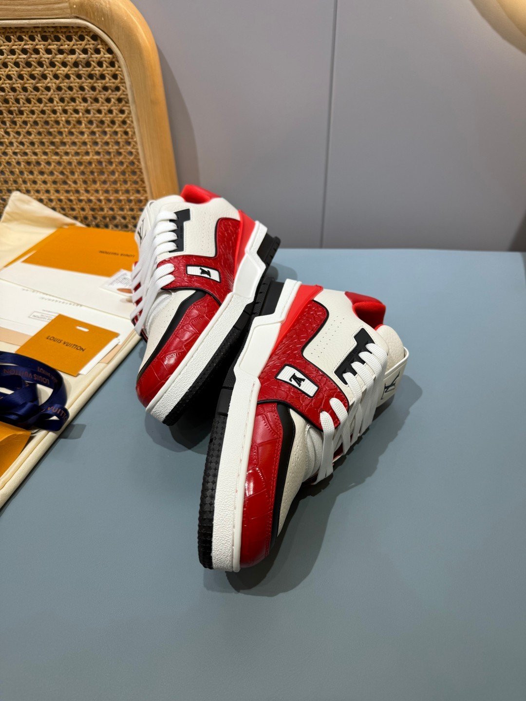 Sneakers Trainer 'Blanc Rouge Bordeaux' — vue 15