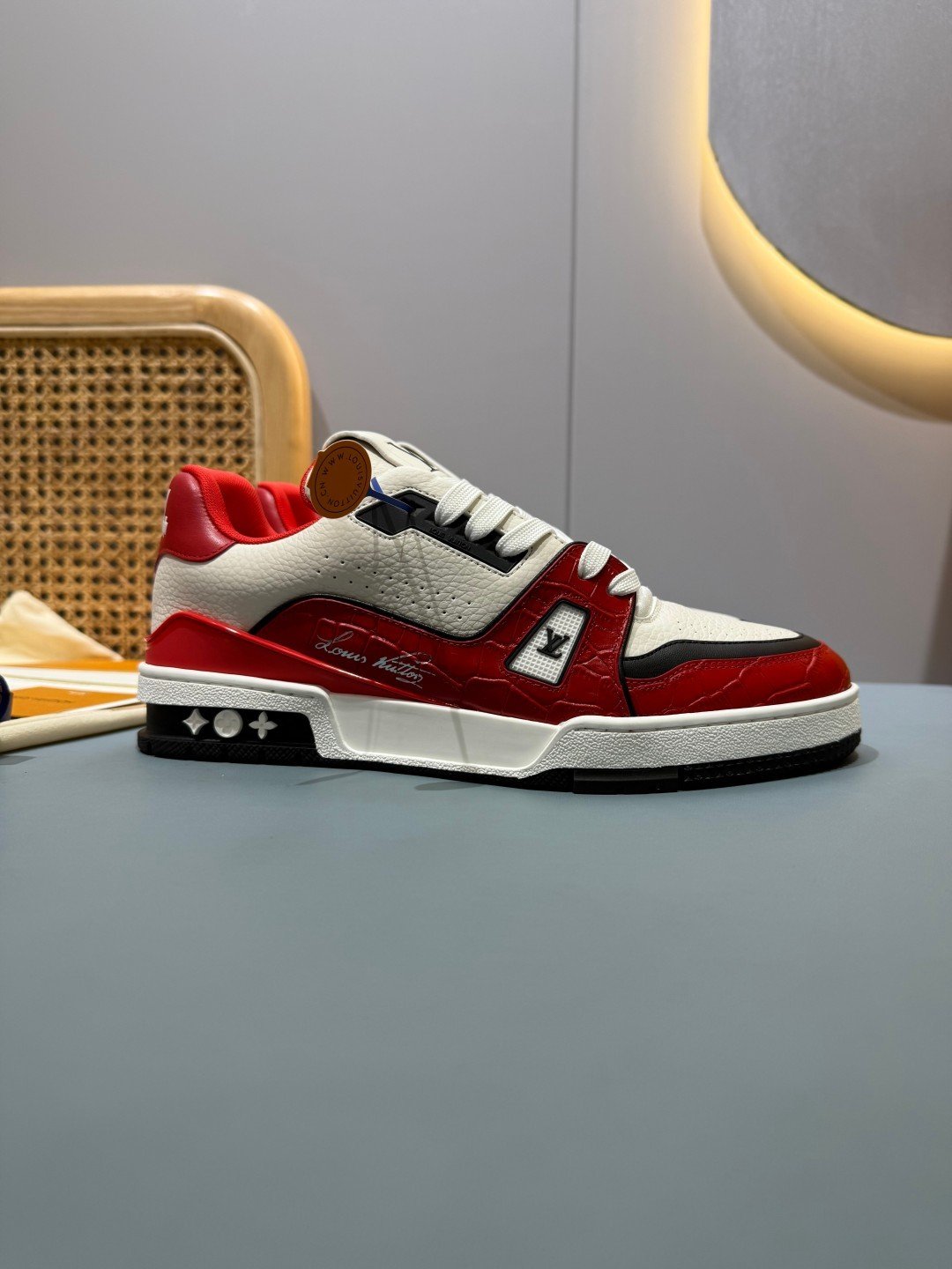 Sneakers Trainer 'Blanc Rouge Bordeaux' — vue 22