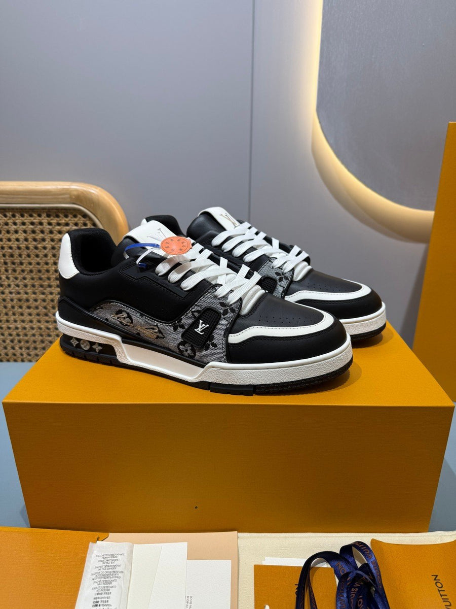 Sneakers Trainer 'Blanc Noir Patch'