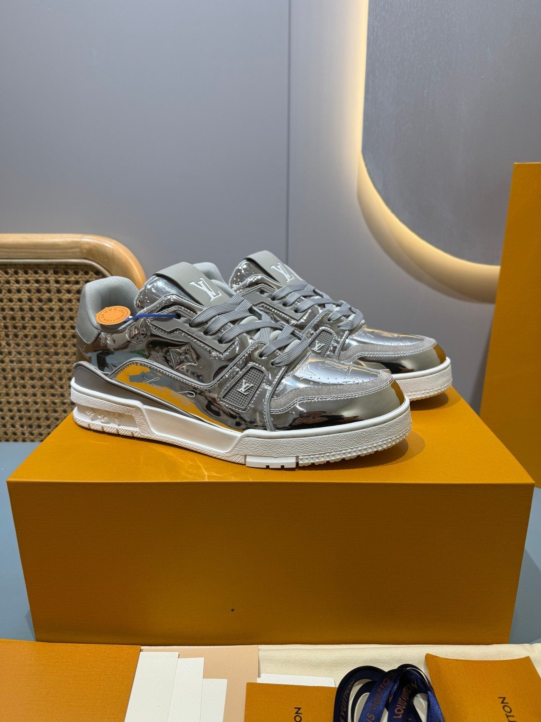 Sneakers Trainer 'Gris Métallisé'