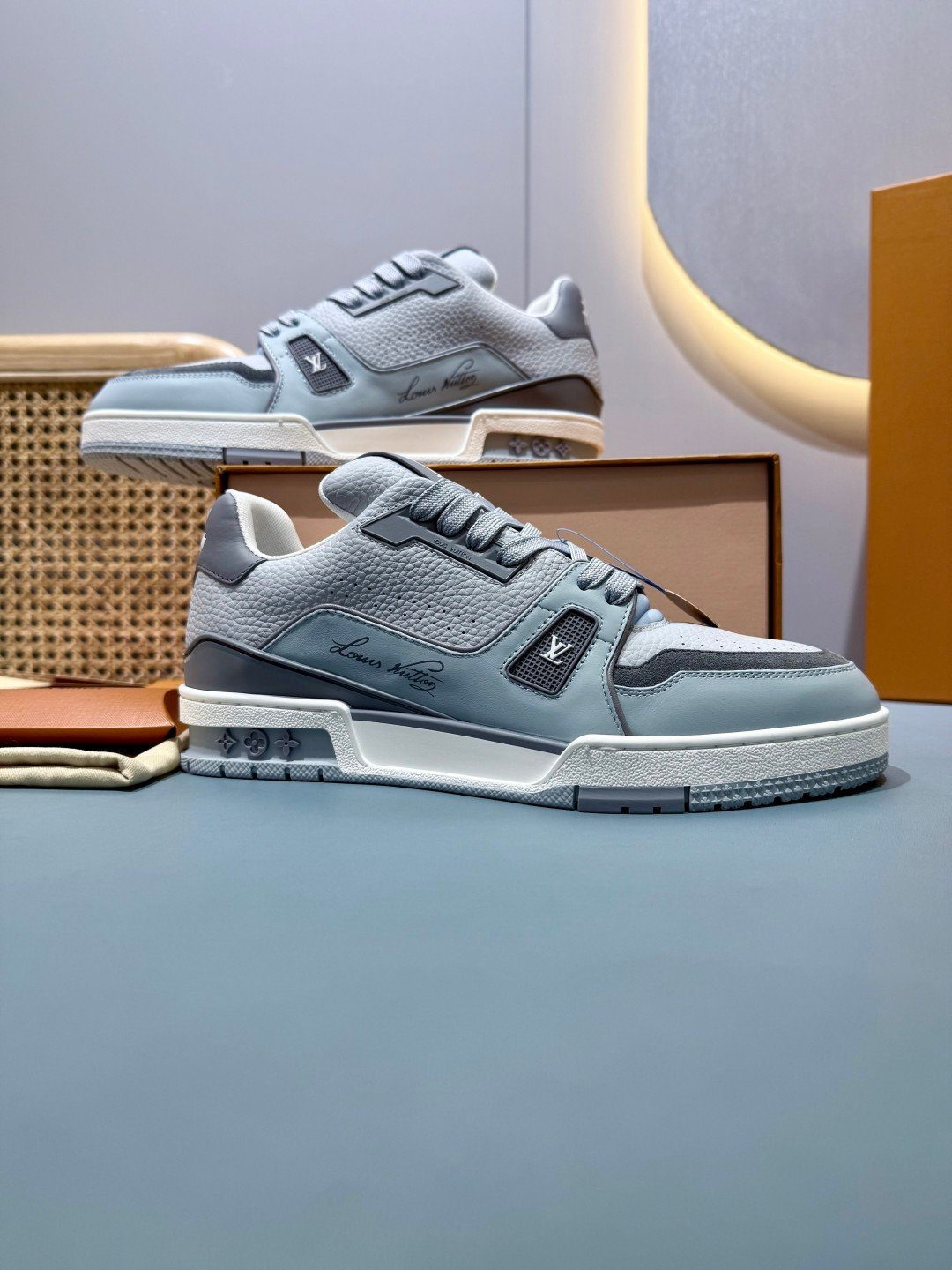 Sneakers Trainer 'Blanc Gris Orange' — vue 5